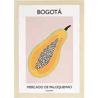 Leen Bakker Poster Papaya - MDF/glas - 70x50 cm - Leen Bakker aanbieding