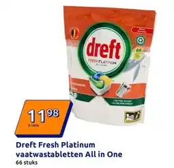 Action Dreft Fresh Platinum vaatwastabletten All in One aanbieding