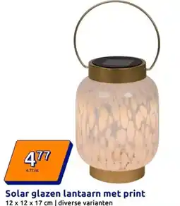 Action Solar glazen lantaarn met print aanbieding