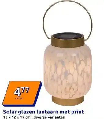 Action Solar glazen lantaarn met print aanbieding