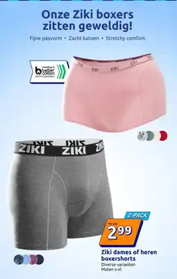 Action Ziki dames of heren boxershorts aanbieding