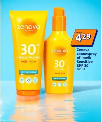 Action Zenova zonnespray of-melk Sensitive SPF 30 aanbieding
