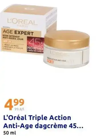 Action L'Oréal Triple Action Anti Age dagcrème 45 aanbieding