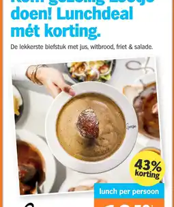 Albert Heijn De lekkerste biefstuk met jus, witbrood, friet & salade aanbieding