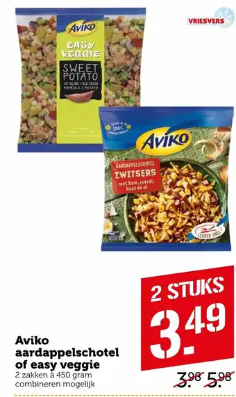 Coop Aviko aardappelschotel of easy veggie 2*450g aanbieding