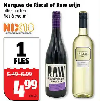 Poiesz Marques de riscal of raw wijn 750 ml aanbieding