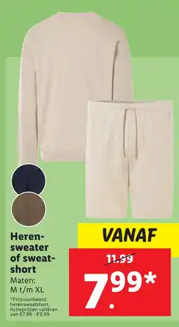 Lidl Heren- sweater of sweat short aanbieding