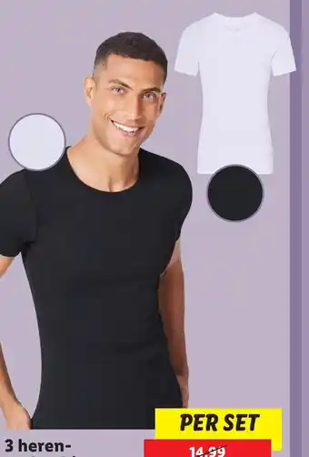 Lidl 3 heren ondershirts Met ronde hals of v hals aanbieding