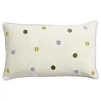 Kwantum Kussen Smiley Wit/Multicolor 30x50 cm aanbieding