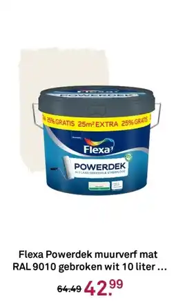 Karwei Flexa Powerdek muurverf mat RAL 9010 gebroken wit aanbieding