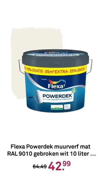 Karwei Flexa Powerdek muurverf mat RAL 9010 gebroken wit aanbieding