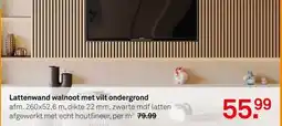Karwei Lattenwand walnoot met vilt ondergrond aanbieding