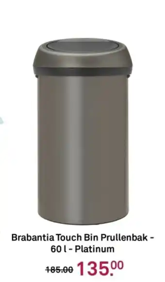 Karwei Brabantia Touch Bin Prullenbak  601 Platinum aanbieding