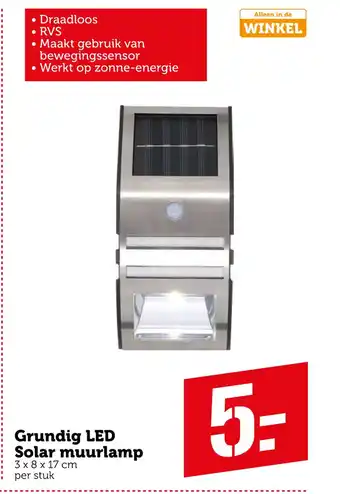 Coop Grundig led solar muurlamp zy o v, 17 3x8x17 cm aanbieding