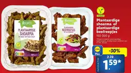 Lidl Plantaardige shoarma of plantaardige beefreepjes aanbieding