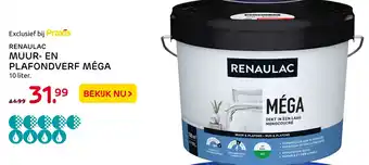 Praxis Renaulac muur- en plafondverf méga 10 liter aanbieding