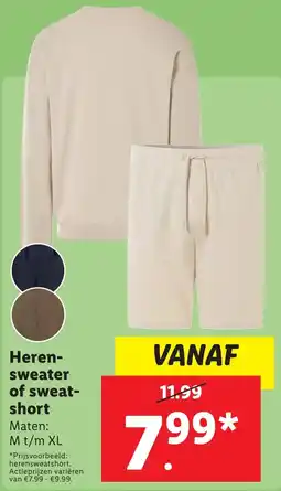 Lidl Heren sweater of sweat short aanbieding