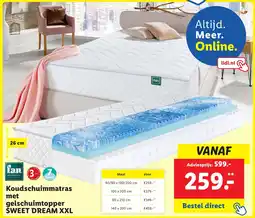 Lidl Koudschuimmatras met gelschuimtopper SWEET DREAM XXL aanbieding