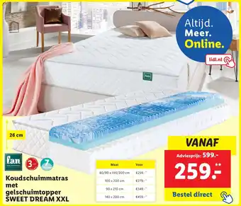 Lidl Koudschuimmatras met gelschuimtopper SWEET DREAM XXL aanbieding