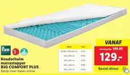 Lidl Koudschuim matrastopper BIG COMFORT PLUS aanbieding