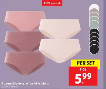 Lidl 5 dameshipsters, slips of strings aanbieding