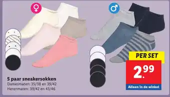 Lidl 5 paar sneakersokken aanbieding
