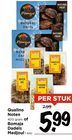 Vomar Voordeelmarkt Qualino Noten of Bomaja Dadels Medjoul aanbieding