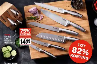 Vomar Voordeelmarkt Tefal limited edition houten messenblok aanbieding
