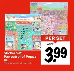 Vomar Voordeelmarkt Sticker Set Pawpatrol of Peppa XL aanbieding