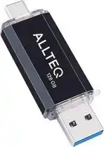 Bol.com USB stick - Dual USB - USB C - 128 GB - Zwart - Allteq aanbieding