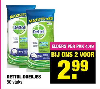 Big Bazar Dettol Doekjes 2*80st aanbieding