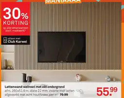 Karwei Lattenwand walnoot met vilt ondergrond aanbieding