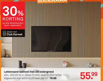 Karwei Lattenwand walnoot met vilt ondergrond aanbieding