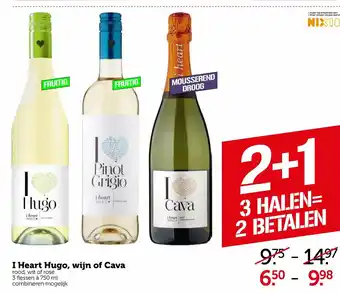 Coop I Heart Hugo, Pinot Grigio of Cava 3*750ml aanbieding