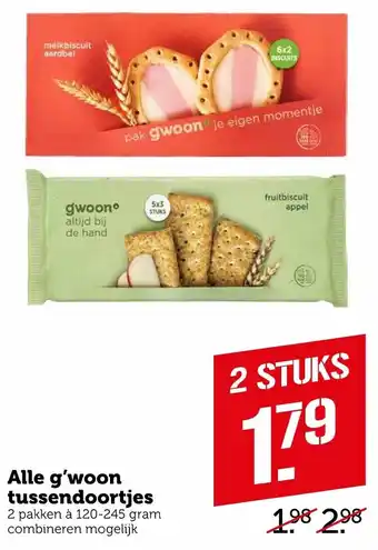 Coop G'woon Tussendoortjes 2*120-245g aanbieding