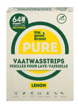 De Online Drogist The Good Brand Pure Vaatwasstrips Lemon 64ST aanbieding