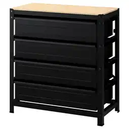 IKEA Bror Werkbank met lades, zwart/grenen triplex, 85x40x89 cm aanbieding