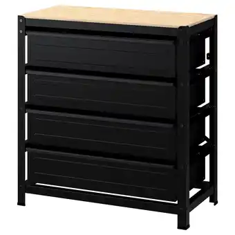 IKEA Bror Werkbank met lades, zwart/grenen triplex, 85x40x89 cm aanbieding
