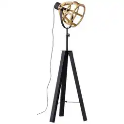Praxis Brilliant vloerlamp Matrix Nature Wood hout zwart ⌀60cm E27 aanbieding