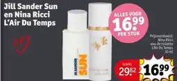 Kruidvat Jill Sander Sun en Nina Ricci L'Air Du Temps aanbieding