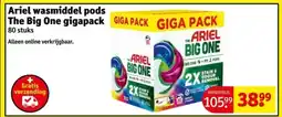 Kruidvat Ariel wasmiddel pods The Big One gigapack aanbieding