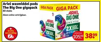 Kruidvat Ariel wasmiddel pods The Big One gigapack aanbieding