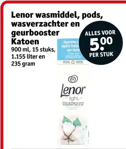 Kruidvat Lenor wasmiddel, pods, wasverzachter en geurbooster Katoen aanbieding