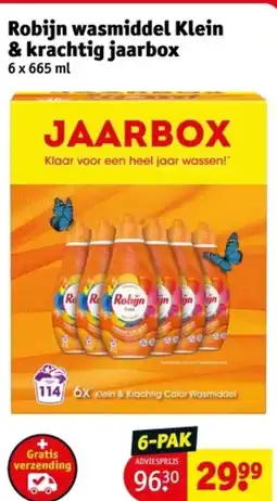 Kruidvat Robijn wasmiddel Klein & krachtig jaarbox aanbieding