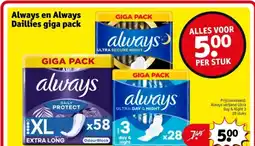 Kruidvat Always en Always Daillies giga pack aanbieding