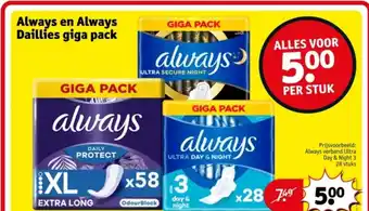 Kruidvat Always en Always Daillies giga pack aanbieding