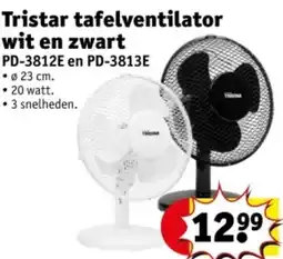 Kruidvat Tristar tafelventilator wit en zwart aanbieding