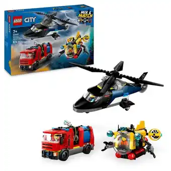 Intertoys LEGO CITY helikopter, brandweerauto en onderzeeër remix 60462 aanbieding