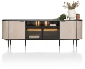Xooon Aramon, Dressoir 240 Cm. - 2-Deuren + 2-Glasdeuren + 3-Niches (+ LED) aanbieding
