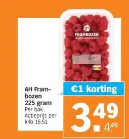 Albert Heijn AH Fram- bozen 225 gram aanbieding
